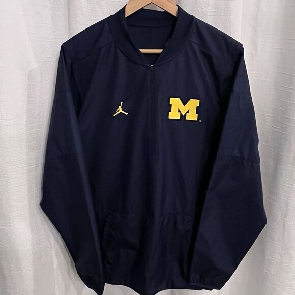Air Jordan Michigan Wolverines Small 1/4 Zip Windbreaker Jacket Vented Pullover - Picture 2 of 16